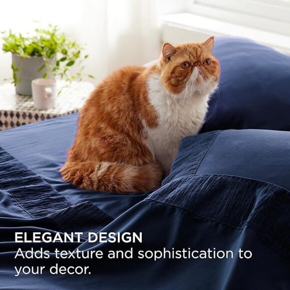 🆕 4 Pieces Blue Luxury California King Polyester Microfiber Cooling Bed Sheet - Picture 4 of 6